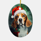 Beagle Weihnachtsmalerei Keramik Ornament (Vorne)