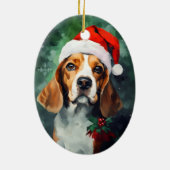 Beagle Weihnachtsmalerei Keramik Ornament (Hinten)