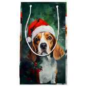 Beagle Weihnachtsmalerei Kleine Geschenktüte (Vorderseite)