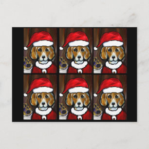 BEAGLE WEIHNACHTSMANN FEIERTAGSPOSTKARTE
