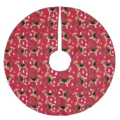 Beagle Weihnachtsmannmütze Weihnachtsbaum in Rot Polyester Weihnachtsbaumdecke (Vorderseite)