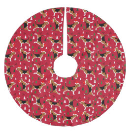 Beagle Weihnachtsmannmütze Weihnachtsbaum in Rot Polyester Weihnachtsbaumdecke