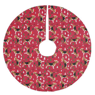 Beagle Weihnachtsmannmütze Weihnachtsbaum in Rot Polyester Weihnachtsbaumdecke