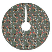 Beagle Weihnachtsmannmütze Weihnachtsbaummuster Polyester Weihnachtsbaumdecke (Vorderseite)