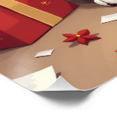 Beagle-Weihnachtsmorgen-Geschenk-Auspacken-Malerei Poster (Ecke)