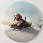 Beagle Weihnachtsschnee im Winter Button (Vorderseite)
