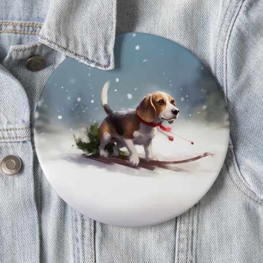 Beagle Weihnachtsschnee im Winter Button (Beispiel)