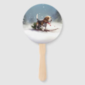 Beagle Weihnachtsschnee im Winter Fächer (Rückseite)