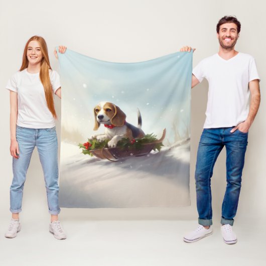 Beagle Weihnachtsschnee im Winter Fleecedecke (Beispiel)