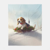 Beagle Weihnachtsschnee im Winter Fleecedecke (Vorderseite)