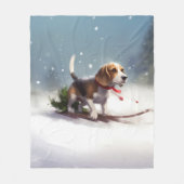 Beagle Weihnachtsschnee im Winter Fleecedecke (Vorderseite)