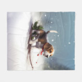 Beagle Weihnachtsschnee im Winter Fleecedecke (Vorderseite (Horizontal))