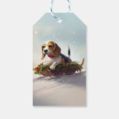 Beagle Weihnachtsschnee im Winter Geschenkanhänger (Rückseite)