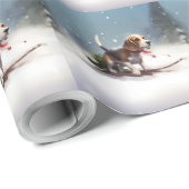 Beagle Weihnachtsschnee im Winter Geschenkpapier (Rolleneckpunkt)