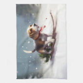 Beagle Weihnachtsschnee im Winter Geschirrtuch (Vertikal)