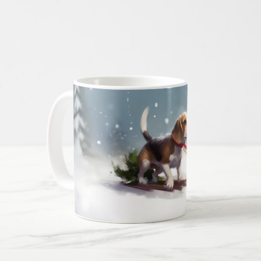 Beagle Weihnachtsschnee im Winter Kaffeetasse (Vorderseite Links)