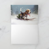 Beagle Weihnachtsschnee im Winter Karte (Innenseite)