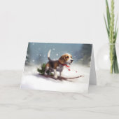 Beagle Weihnachtsschnee im Winter Karte (Vorderseite)