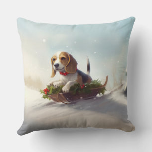 Beagle Weihnachtsschnee im Winter Kissen
