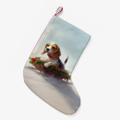 Beagle Weihnachtsschnee im Winter Kleiner Weihnachtsstrumpf (Vorderansicht (hängend))