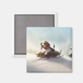 Beagle Weihnachtsschnee im Winter Magnet (Vorderseite/Rückseite)