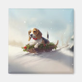 Beagle Weihnachtsschnee im Winter Magnet (Vorne)