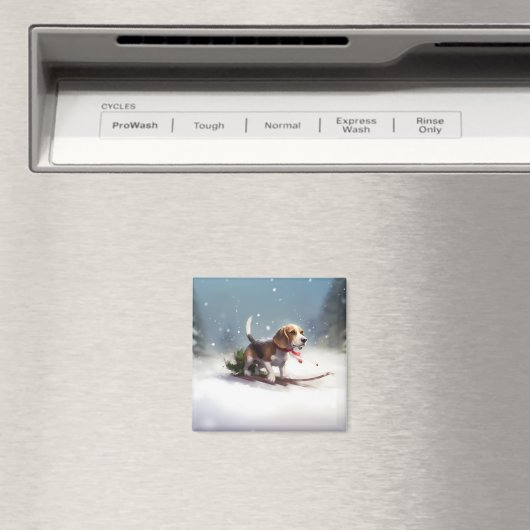 Beagle Weihnachtsschnee im Winter Magnet (In Situ (Geschirrspüler))