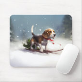 Beagle Weihnachtsschnee im Winter Mousepad (Mit Mouse)