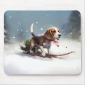 Beagle Weihnachtsschnee im Winter Mousepad (Vorne)