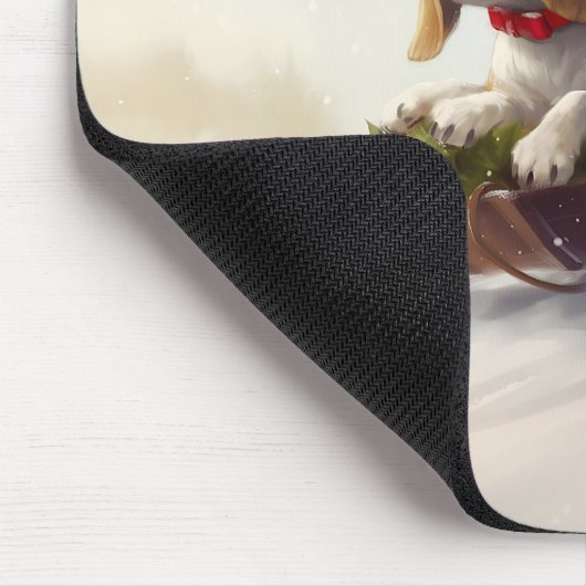 Beagle Weihnachtsschnee im Winter Mousepad (Ecke)