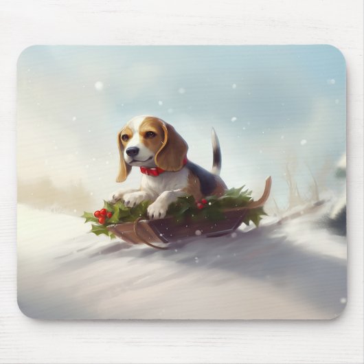 Beagle Weihnachtsschnee im Winter Mousepad (Vorne)
