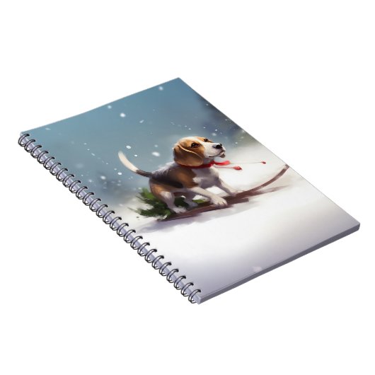 Beagle Weihnachtsschnee im Winter Notizblock (Rechte Seite)