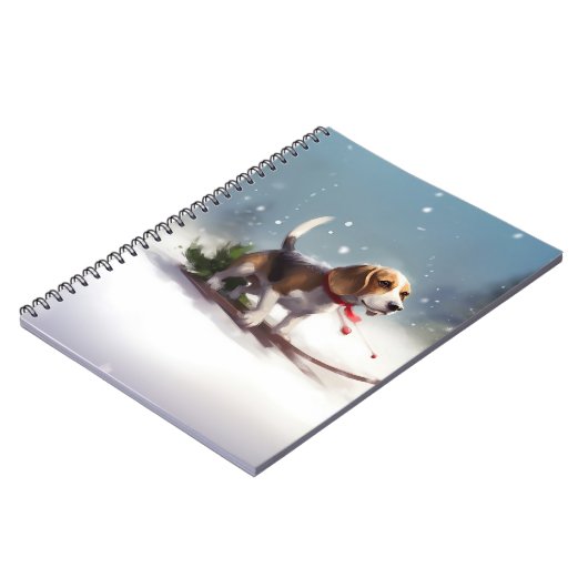 Beagle Weihnachtsschnee im Winter Notizblock (Linke Seite)
