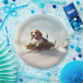 Beagle Weihnachtsschnee im Winter Pappteller (Party)