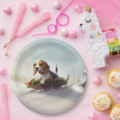 Beagle Weihnachtsschnee im Winter Pappteller (Party)