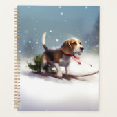 Beagle Weihnachtsschnee im Winter Planer (Vorderseite)