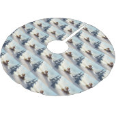 Beagle Weihnachtsschnee im Winter Polyester Weihnachtsbaumdecke (Schrägansicht)