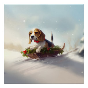 Beagle Weihnachtsschnee im Winter Poster