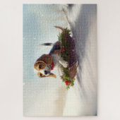 Beagle Weihnachtsschnee im Winter Puzzle (Vertikal)