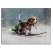 Beagle Weihnachtsschnee im Winter Schneidebrett (Vorderseite)