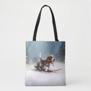 Beagle Weihnachtsschnee im Winter Tasche