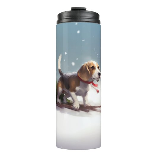 Beagle Weihnachtsschnee im Winter Thermosbecher (Vorderseite)