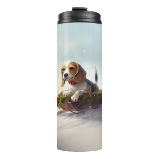 Beagle Weihnachtsschnee im Winter Thermosbecher (Vorderseite)
