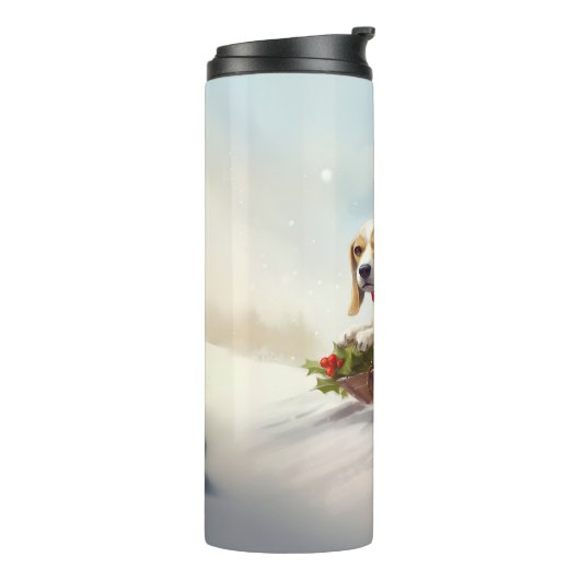 Beagle Weihnachtsschnee im Winter Thermosbecher (Nach links gedreht)