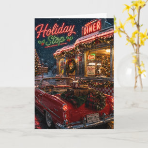 Beagle Weihnachtsstraßenfahrt Feiertagsstopp Retro Karte
