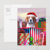 Beagle Weihnachtsüberraschung Feiertagspostkarte (Vorne/Hinten)