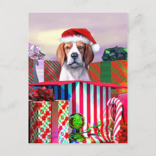 Beagle Weihnachtsüberraschung Feiertagspostkarte