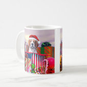 Beagle Weihnachtsüberraschung Kaffeetasse (Vorderseite Links)