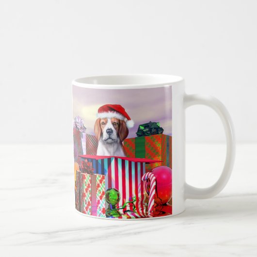 Beagle Weihnachtsüberraschung Kaffeetasse (Rechts)
