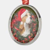 Beagle-Weihnachtsverzierung Silbernes Ornament (Links)